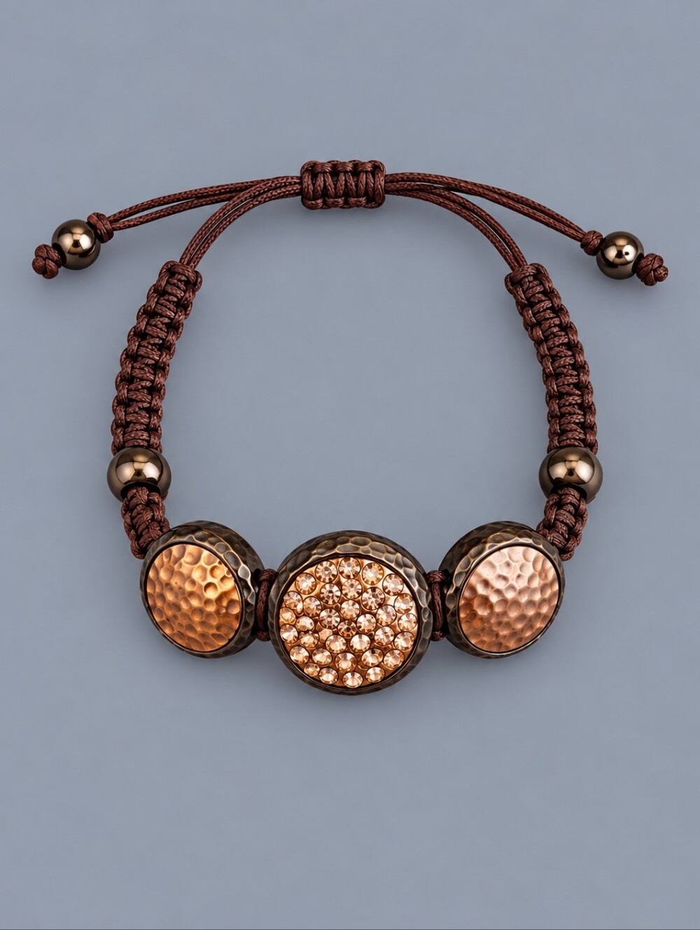 Copper Bronze Circles Macrame Bracelet